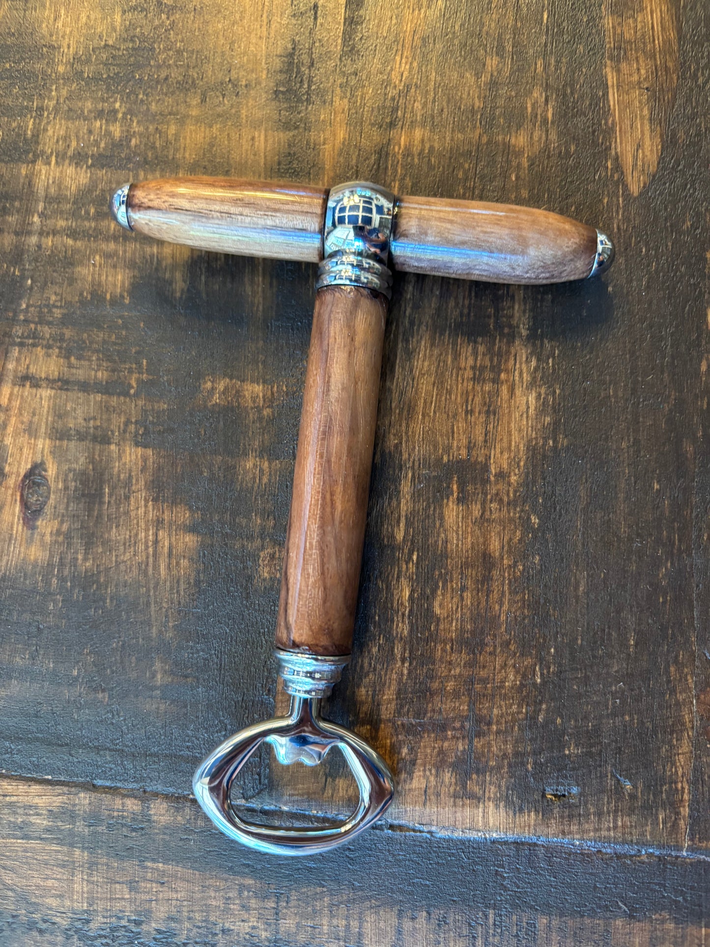 Handmade Wood Corkscrew and Bottle Opener Combo