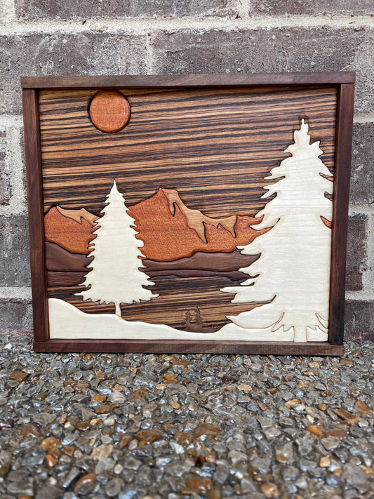 Wood Wall Art - "Unshaken" Zebrawood Sky