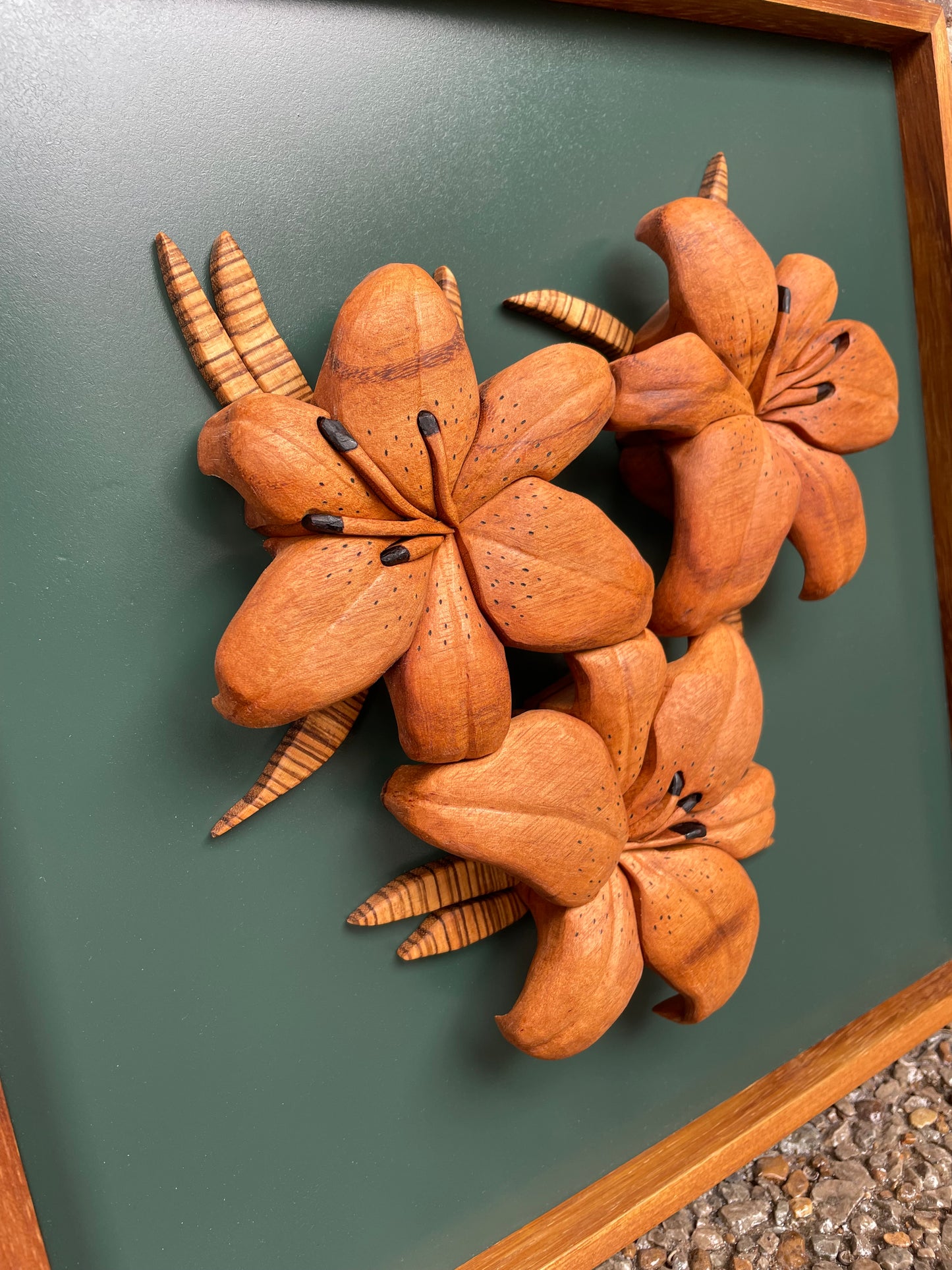 “Tigers in Bloom” Wood Art