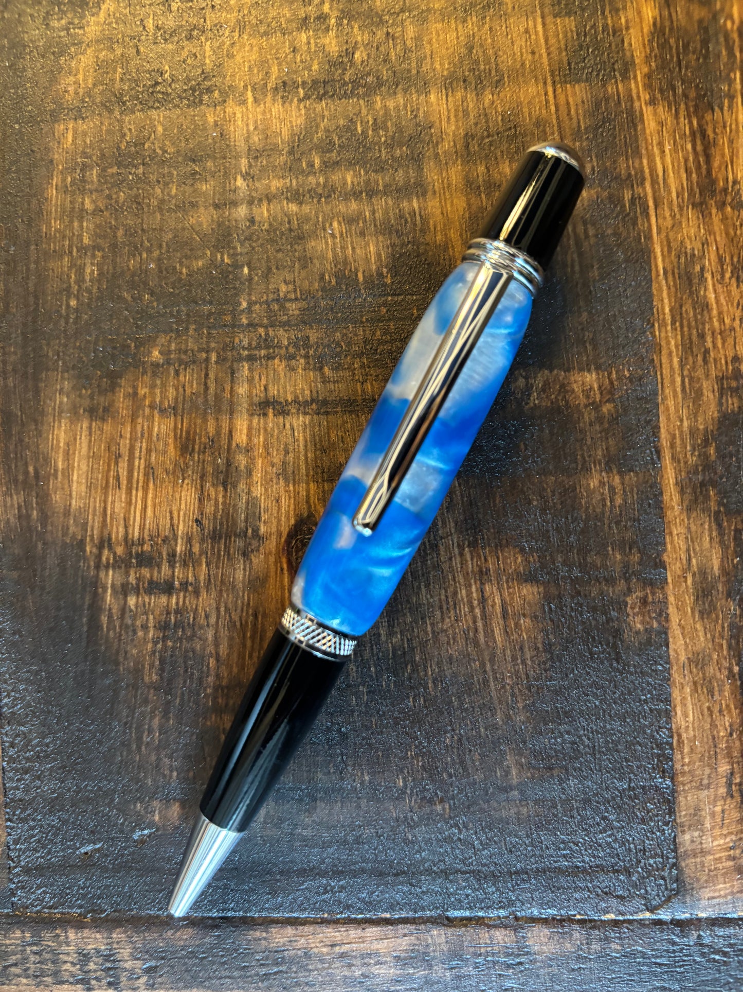 Handmade Blue Acrylic Executive Wall Street II Style Pen