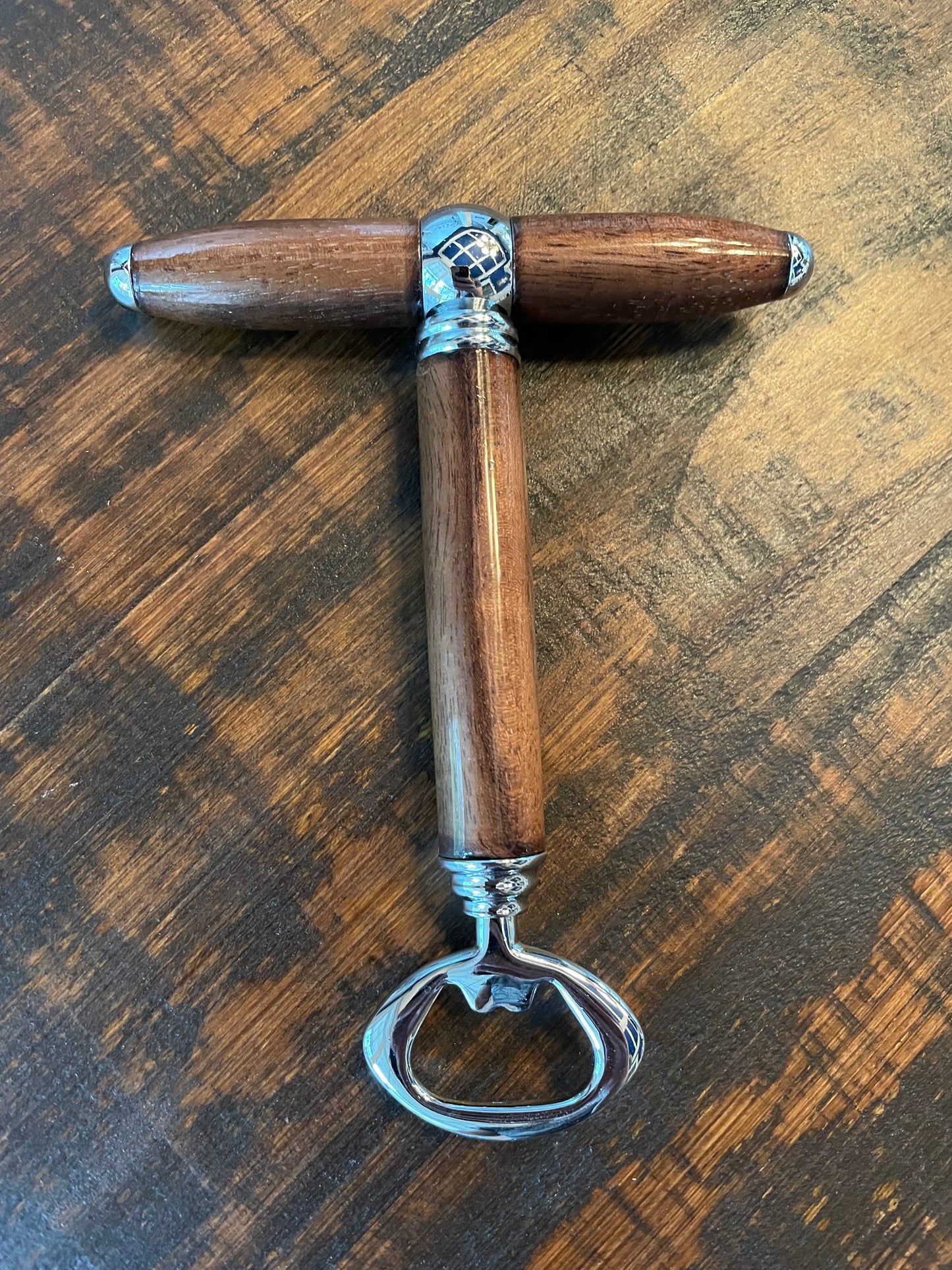 Handmade Wood Corkscrew and Bottle Opener Combo