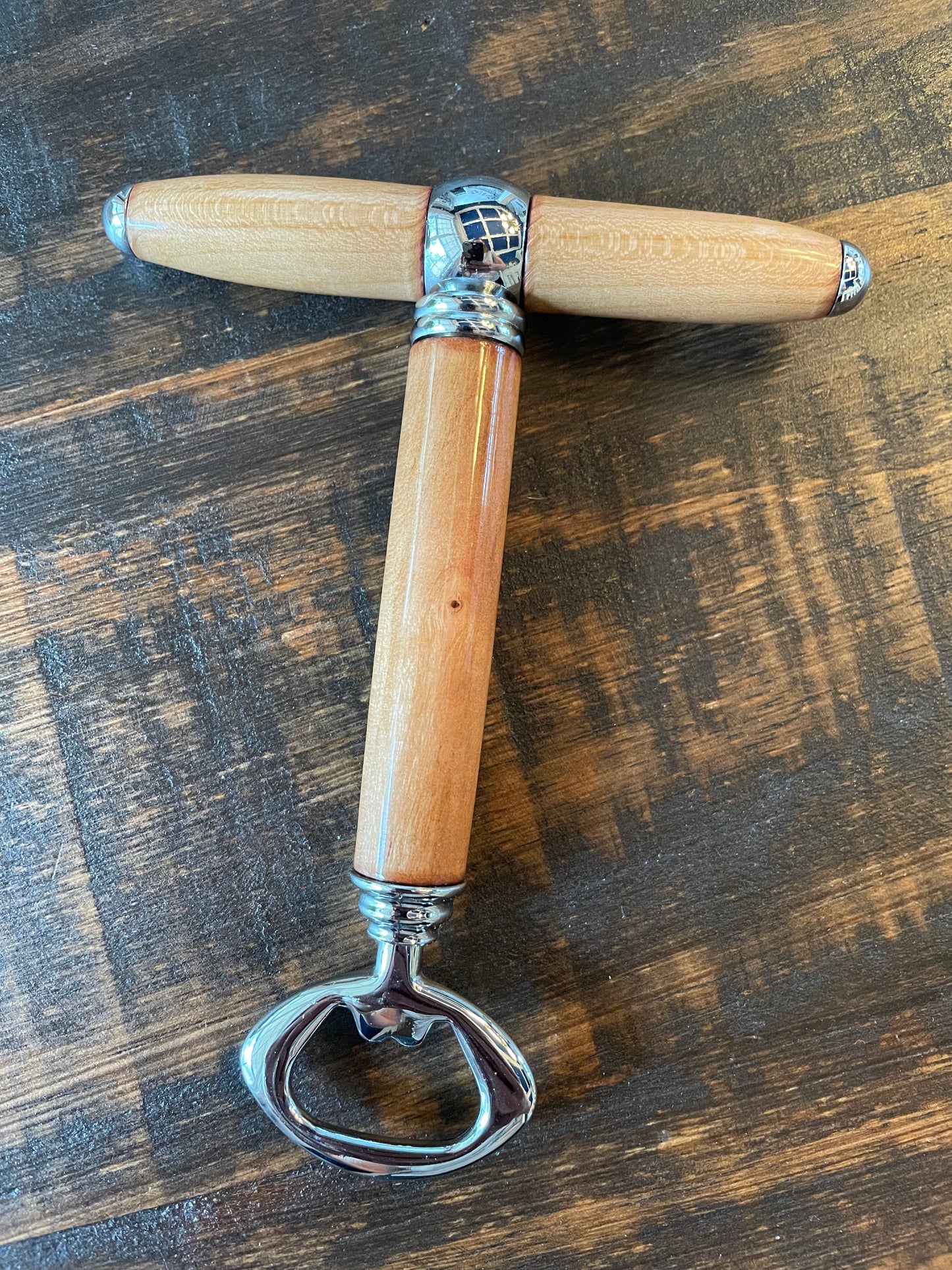 Handmade Wood Corkscrew and Bottle Opener Combo