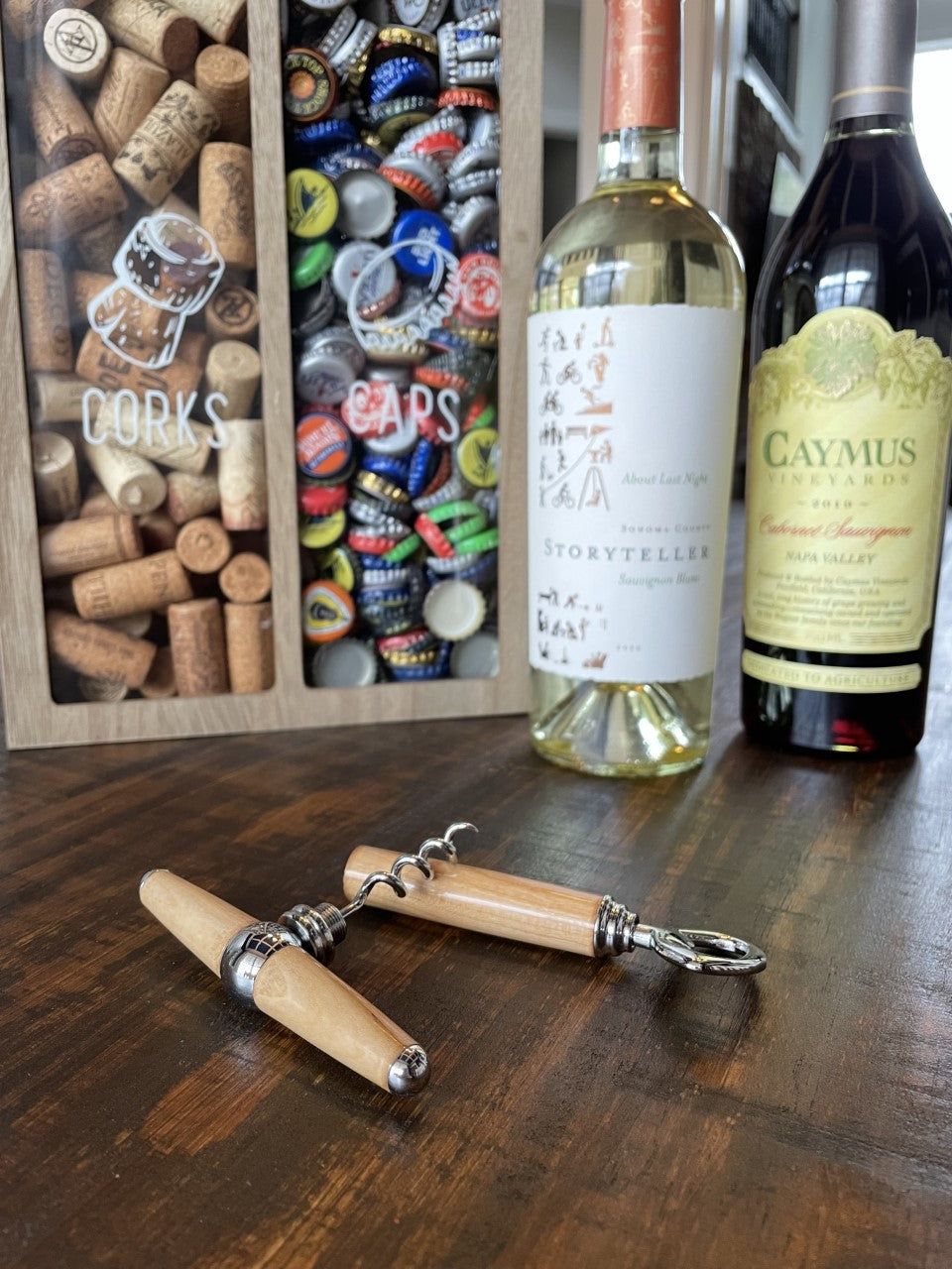 Handmade Wood Corkscrew and Bottle Opener Combo