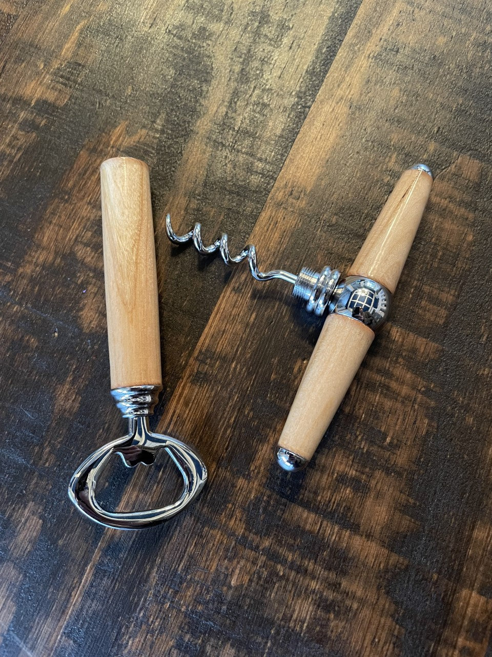 Handmade Wood Corkscrew and Bottle Opener Combo