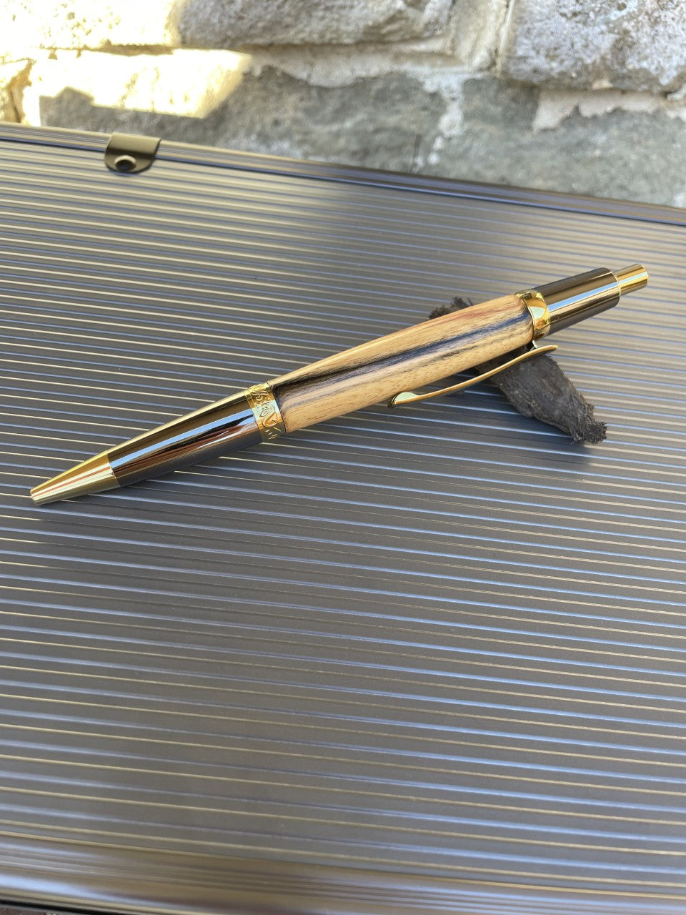 Custom Black and White Ebony Wood "Click" Pen